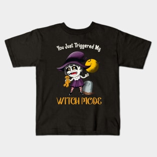 Witch Mode Funny Goth Halloween Costume Kids T-Shirt